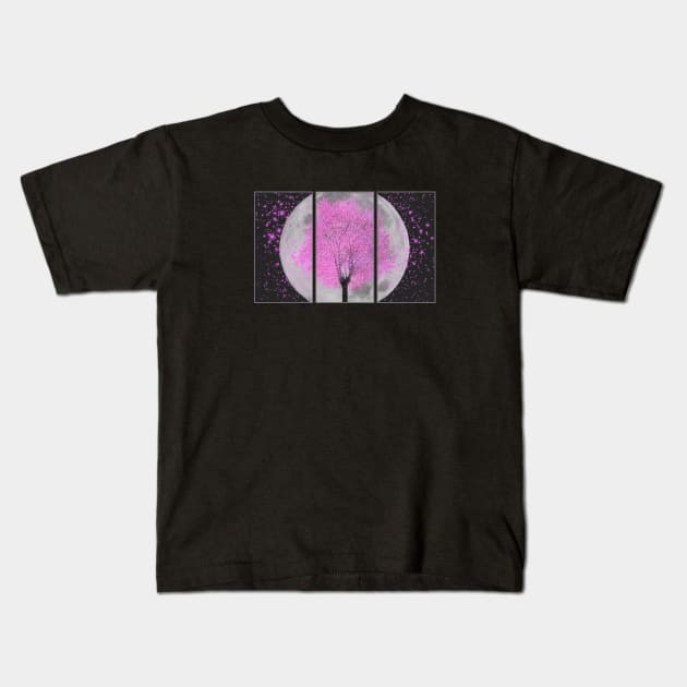 Moon Sakura Kids T-Shirt by crtswerks